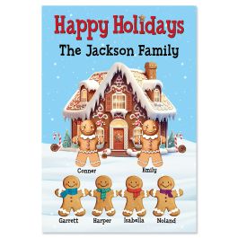 Gingerbread Family Personalized Garden Flag - 6 Names