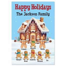 Gingerbread Family Personalized Garden Flag - 8 Names