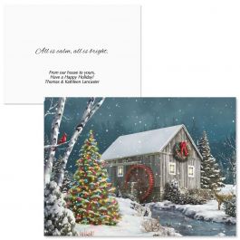 Falling Snow Personalized Christmas Cards
