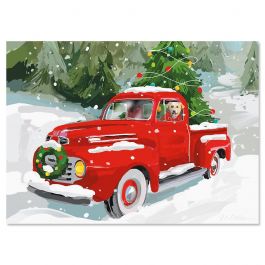 Personalized 30 Christmas Red Truck White Envelope Sticker Seals 