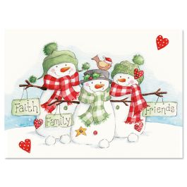 Snowmen Trio Christmas Cards - Personalized