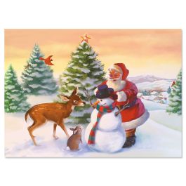 Santa's Woodland Friends Christmas Cards - Personalized