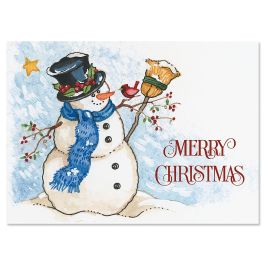 Snowman & Sweet Bird Christmas Cards - Personalized