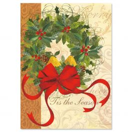 Winter Garden Wreath Christmas Cards