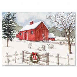 Country Barn Christmas Cards - Personalized