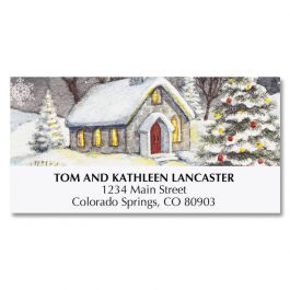 Snowy Church Deluxe Address Labels