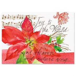Poinsettia Melody Christmas Cards