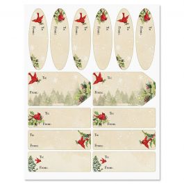 Holiday Lodge Jumbo Rolled Gift Wrap and Labels