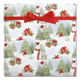 Snowy Cardinals Jumbo Rolled Gift Wrap