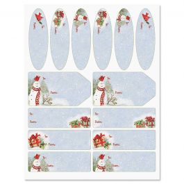 Snowy Cardinals Gift Wrap To/From Labels