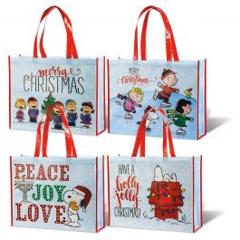 Peanuts Snoopy Reusable Tote Gift Bag Christmas Be Merry Caroling 