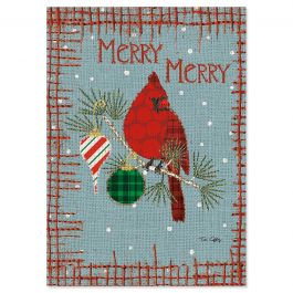 Homespun Cardinals Christmas Cards - Personalized