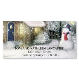 Snowman & Winter Cottage Deluxe Address Labels