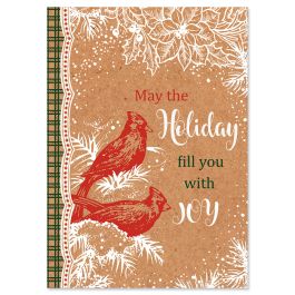 Cardinal & Pine Kraft Christmas Cards - Personalized