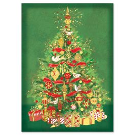 Shimmering Tree Deluxe Christmas Cards - Personalized