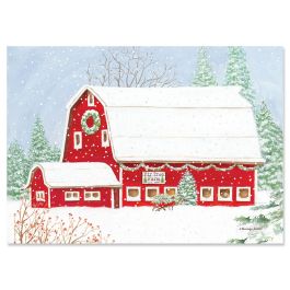 Christmas Barn Christmas Cards - Personalized