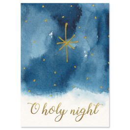Nativity Blue Christmas Cards - Personalized