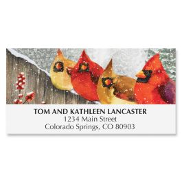 Cardinals on a Fence Deluxe Address Labels