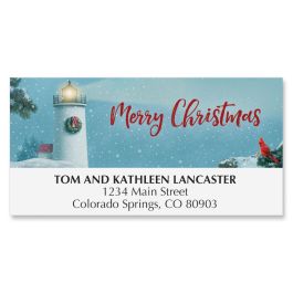 Snowy Lighthouse Deluxe Address Labels