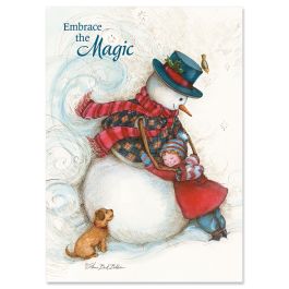 Snowman Hug Christmas Cards - Personalized