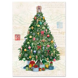Poinsettia Tree Christmas Cards - Personalized