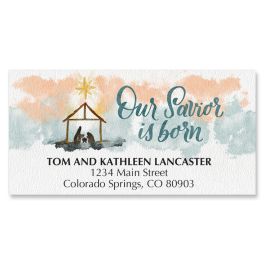 Watercolor Manger Deluxe Address Labels