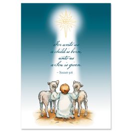 Jesus & Lambs Christmas Cards - Personalized
