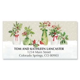 Christmas Vases in the Snow Deluxe Address Labels