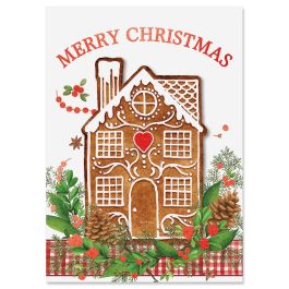 Gingerbread House Deluxe Christmas Cards - Personalized