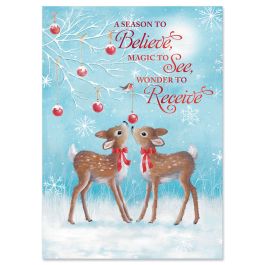 Christmas Fawns Christmas Cards - Personalized
