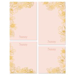 Golden Floral Personalized Notepad Set