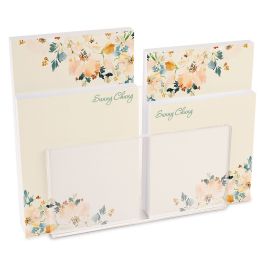 Blush Floral Personalized Notepad Set & Acrylic Holder