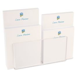 Hydrangea Personalized Notepad Set & Acrylic Holder