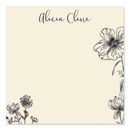 Floral Corners Personalized Note Sheets in a Cube Refill