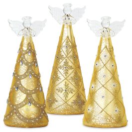 LED Gold Glass Angels - Set of all 3