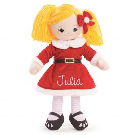 Blonde Rag Doll in Santa Dress