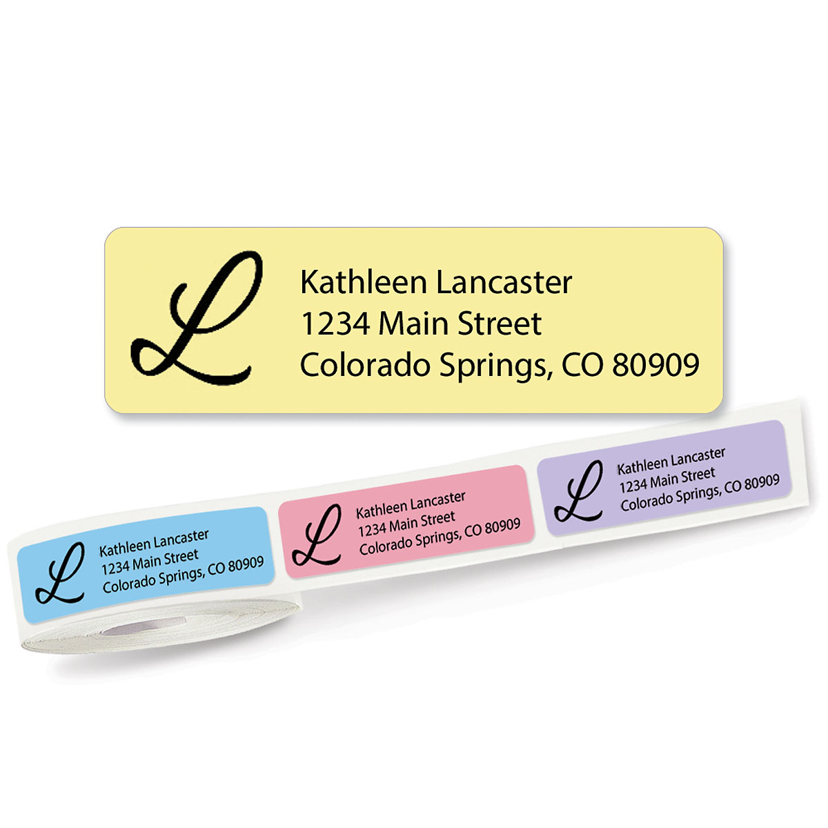 Pastel with Initial Standard Rolled Return Address Labels | Current Catalog