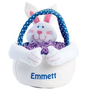 Kids Personalized Easter Blue Bunny Basket