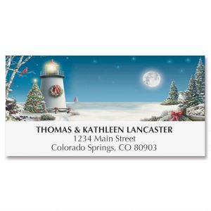 Winter Lighthouse Deluxe Address Labels