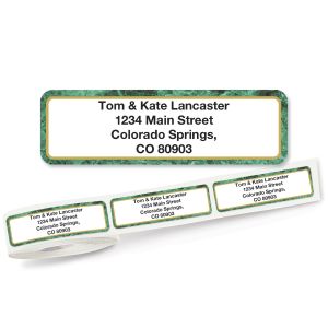 Green Border Rolled Address Labels (5 Designs)