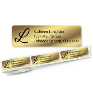 Gold Foil with Initial Standard Rolled Address Labels
