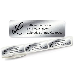 Silver Foil with Initial Standard Rolled Address Labels
