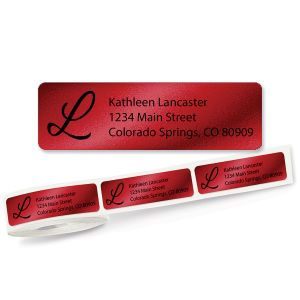 Red Foil with Initial Rolled Address Label