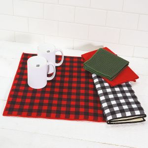 Buffalo Plaid Drying Mat/Dish Cloth Set 
