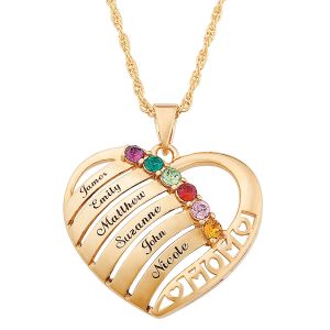 Gold Heart Family Personalized Necklace