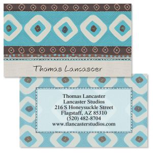 Brown & Turquoise Designer Double-Sided Business Cards