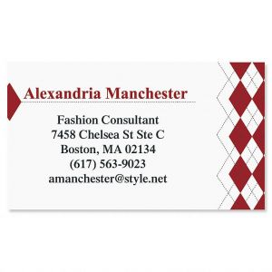 Red Argyle Designer Business Cards