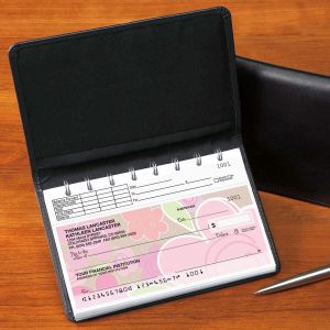 Black Top Stub Leather Checkbook Cover