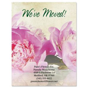 We've Moved Casual Peony Postcards