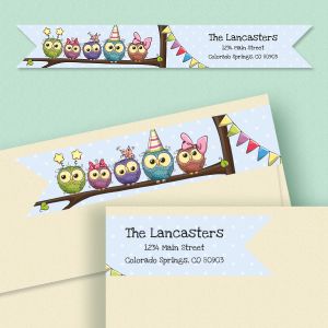 Festive Owls Wrap Around Address Labels